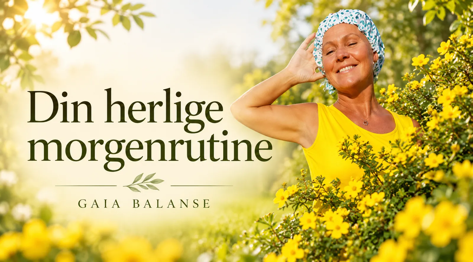 Din herlige morgenrutine – Monica smiler blant gule blomster i morgensolen