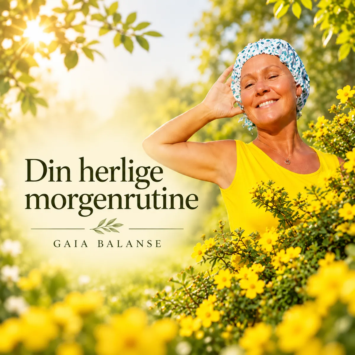 Din herlige morgenrutine – Monica smiler blant gule blomster i morgensolen